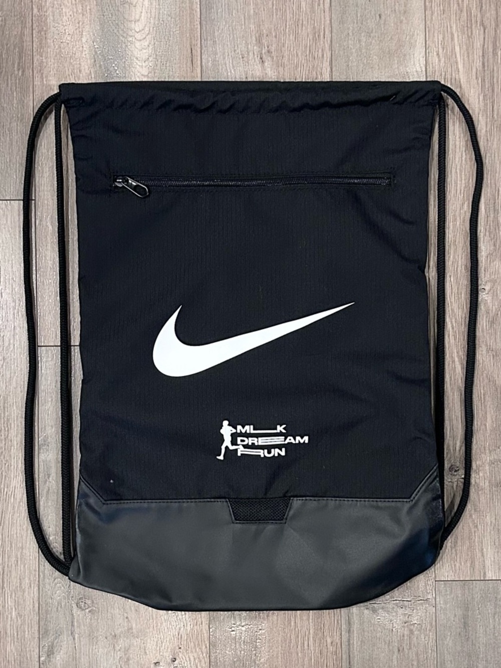 Nike Black Drawstring Backpack with White Swoosh